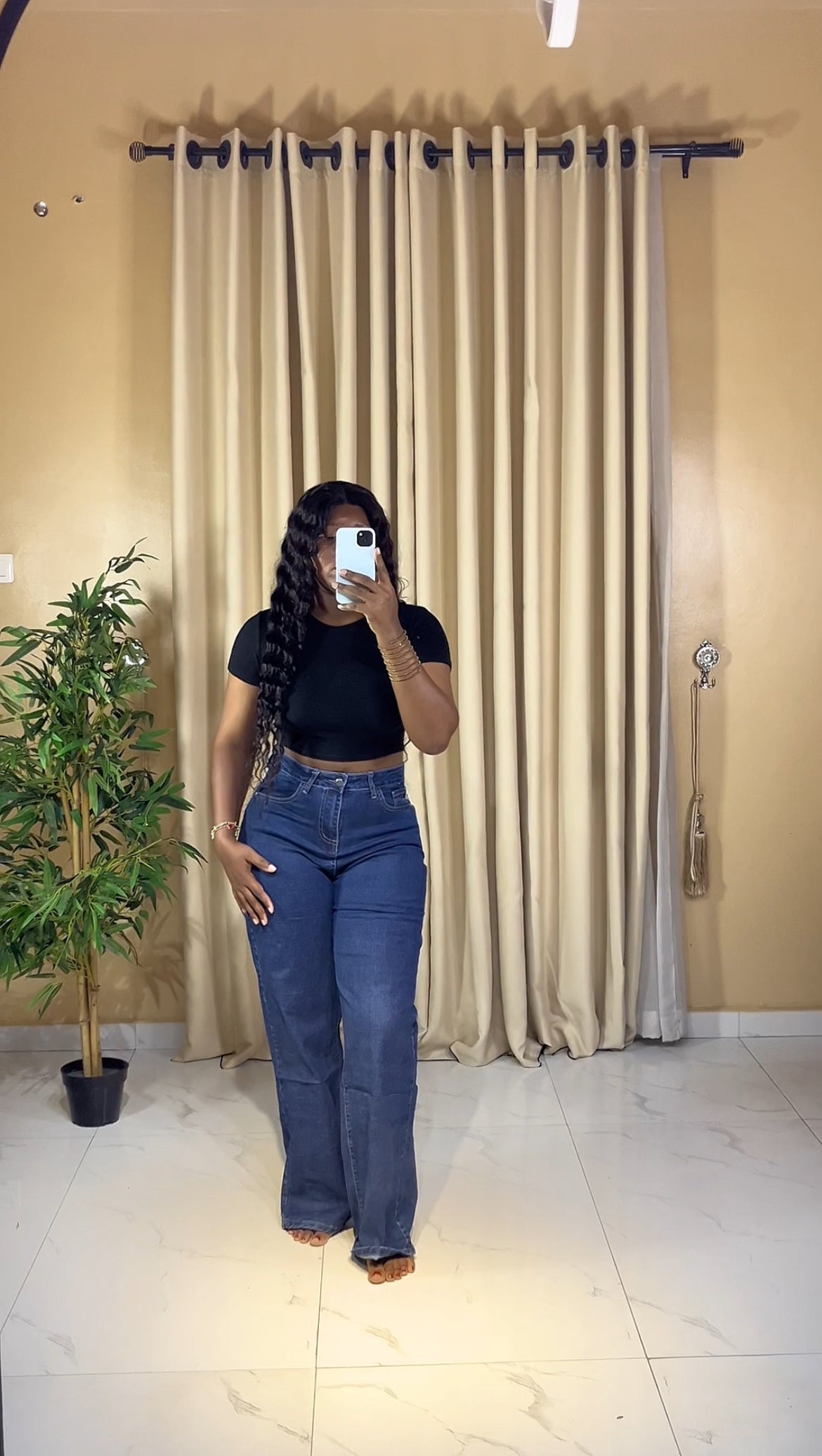 Deep blue baggy jeans