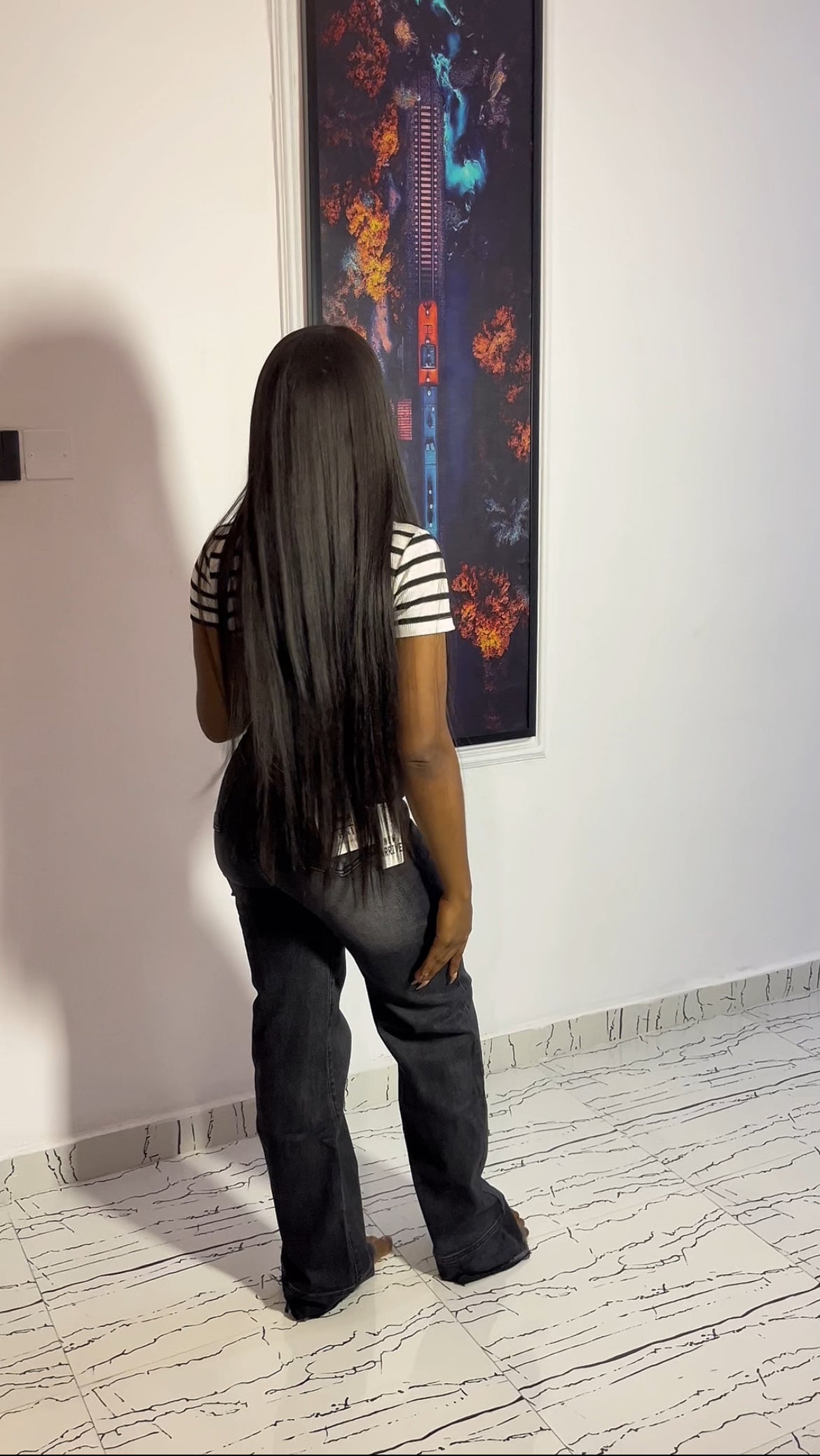 Full length stone wash jeans