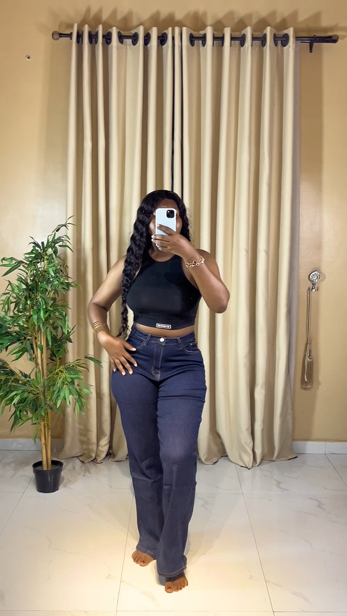 Deep blue baggy jeans