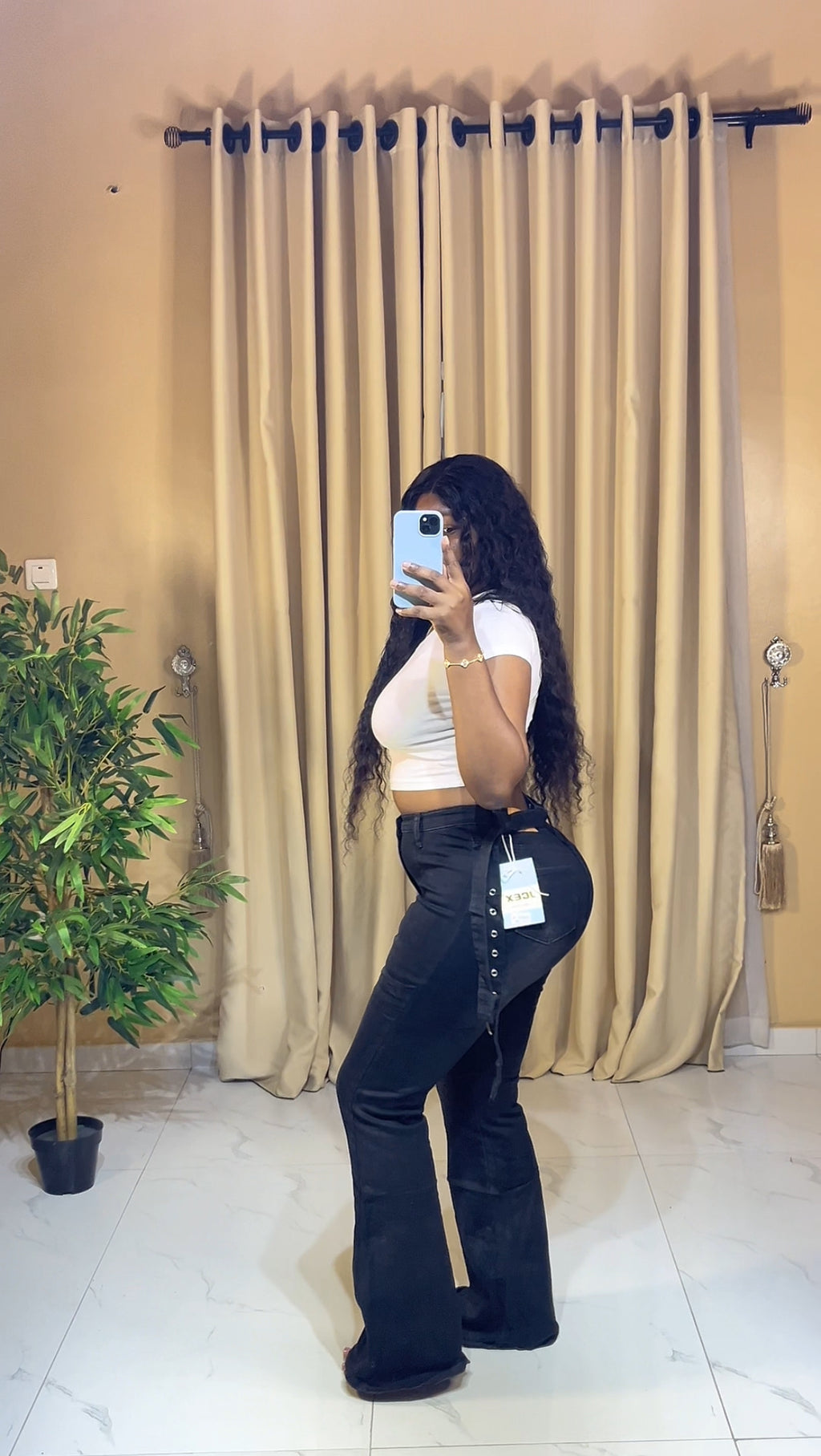 Belted black bootcut