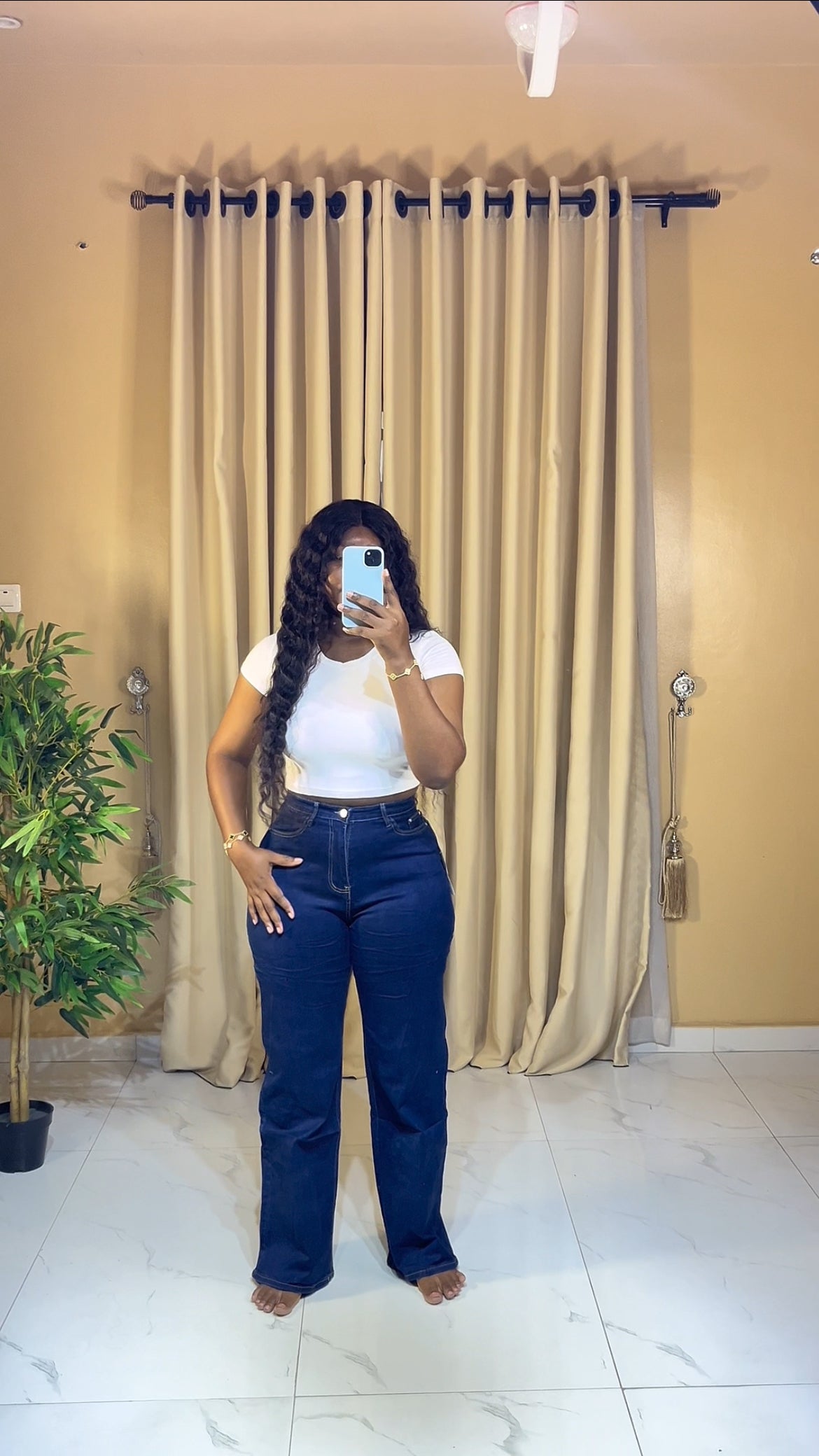 Deep blue baggy jeans