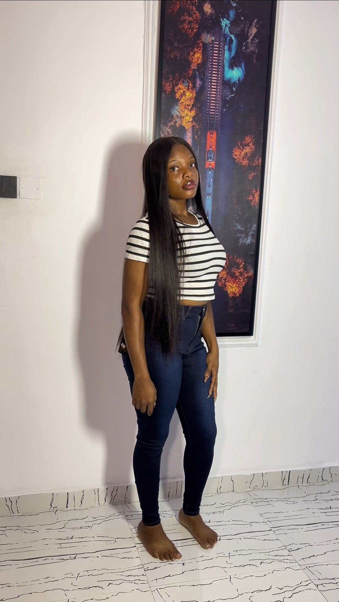 Deep blue pencil jeans